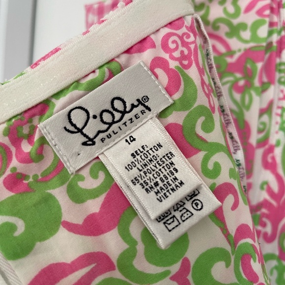 Lilly Pulitzer Pink and Green Swirl strapless Dress size 14 - Picture 2 of 7
